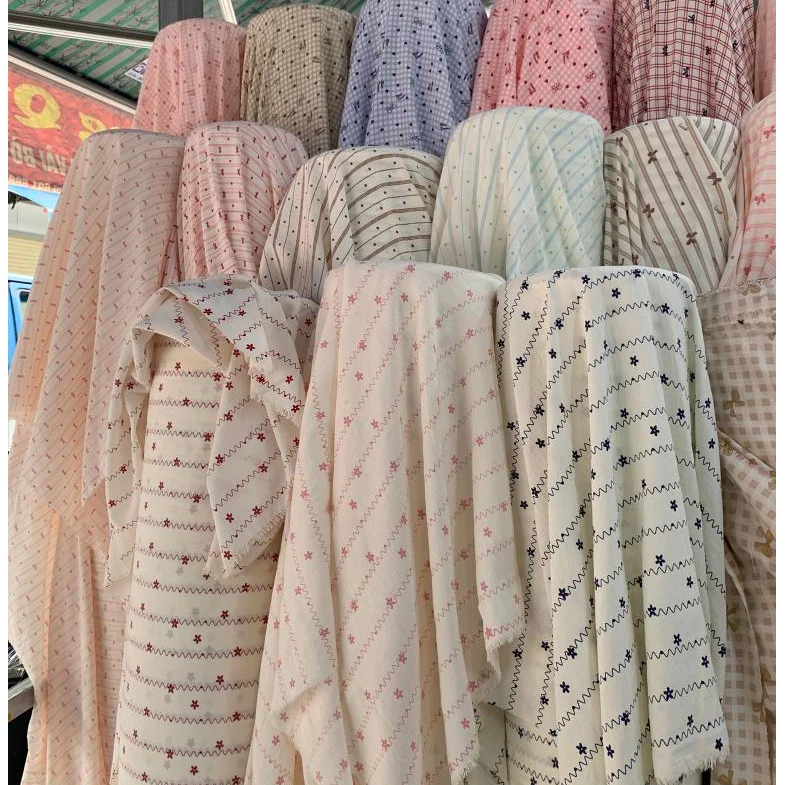 ⚡️ SỈ LẺ⚡️Vải đũi hình nơ trái tim hoạ tiết dễ thương may váy đầm, đồ bộ, handmade khổ 1m5