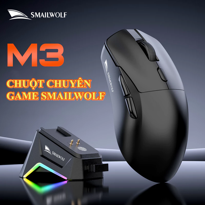 Chuột không dây chuyên game SMAILWOLF M3/ M3 PRO+ kết nối 3 chế độ BT - 2.4G - TYPE-C