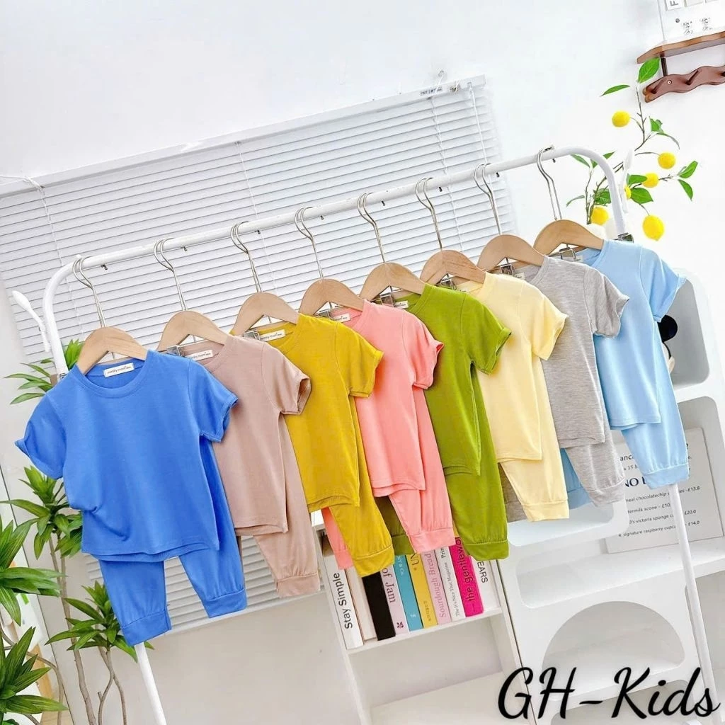 Bộ đồ thun lạnh TAY NGẮN QUẦN DÀI chất liệu có dãn mềm mại cho bé từ 7-23kg