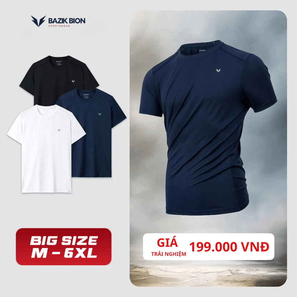Áo Thể Thao Nam Bazik Training 01 LightMax Có BIGSIZE Thoáng khí, Co giãn tốt, Thấm hút Nhanh khô Tập gym, Chạy bộ - A04