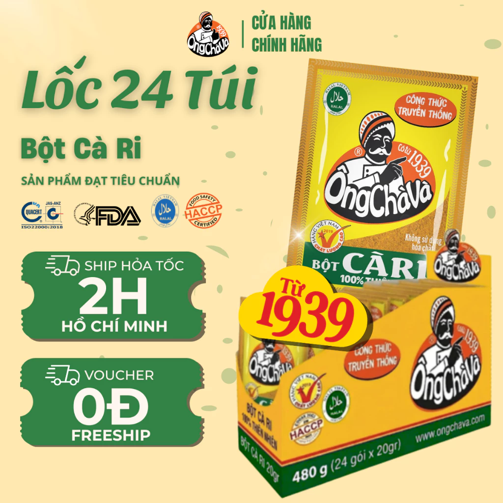 Lốc 24 Gói Bột Cà Ri Ông Chà Và 20g (Curry Powder)
