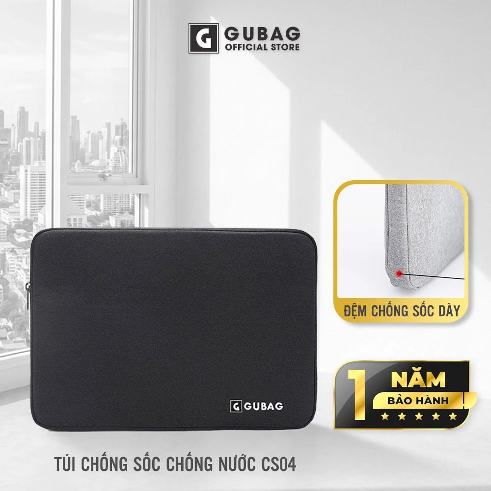 Túi chống sốc laptop GUBANO vừa 15,6 inch, đệm dày kiểu dáng đơn giản, chống xước