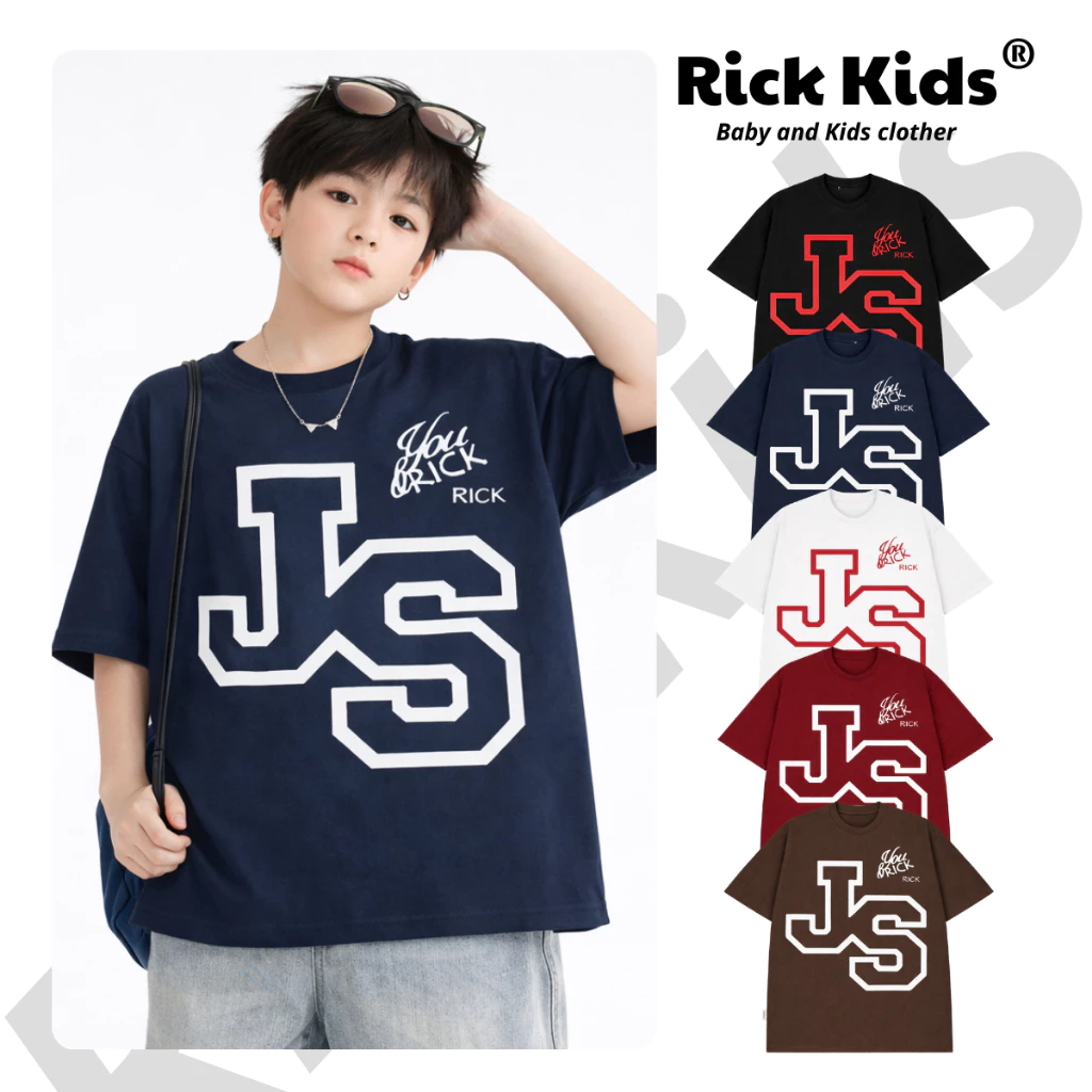 Áo Thun Cotton Cộc Tay Form Rộng Cho Bé JS Chất Liệu Thoát Mát Màu Sắc Đa Dạng - Rickkids