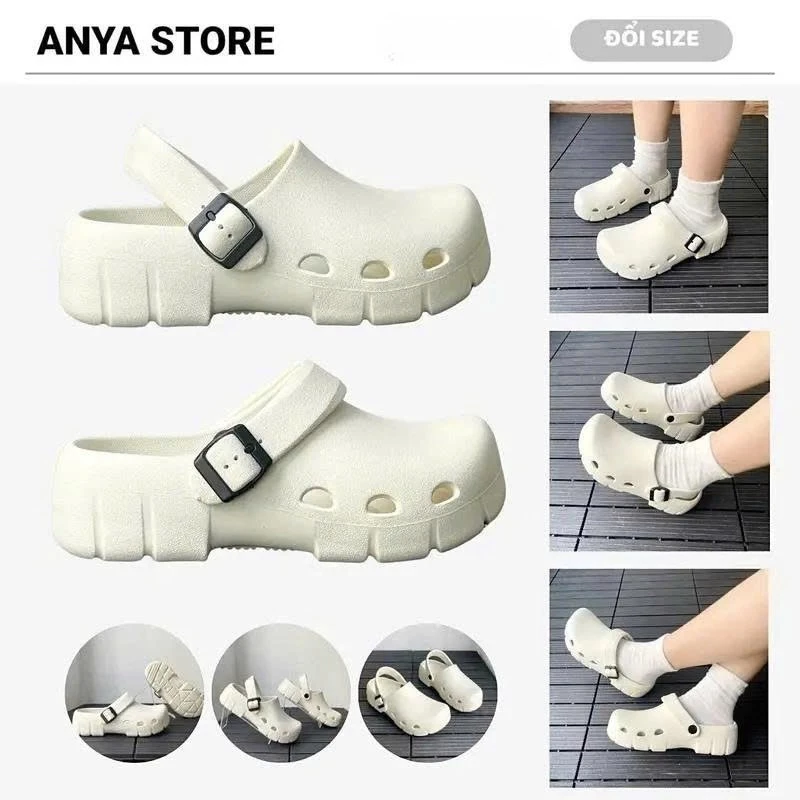 Dép Sục Quai Gài Đế Cao Êm Chân Nhiều Màu Không Thấm Nước - ANYA.STORE QH6