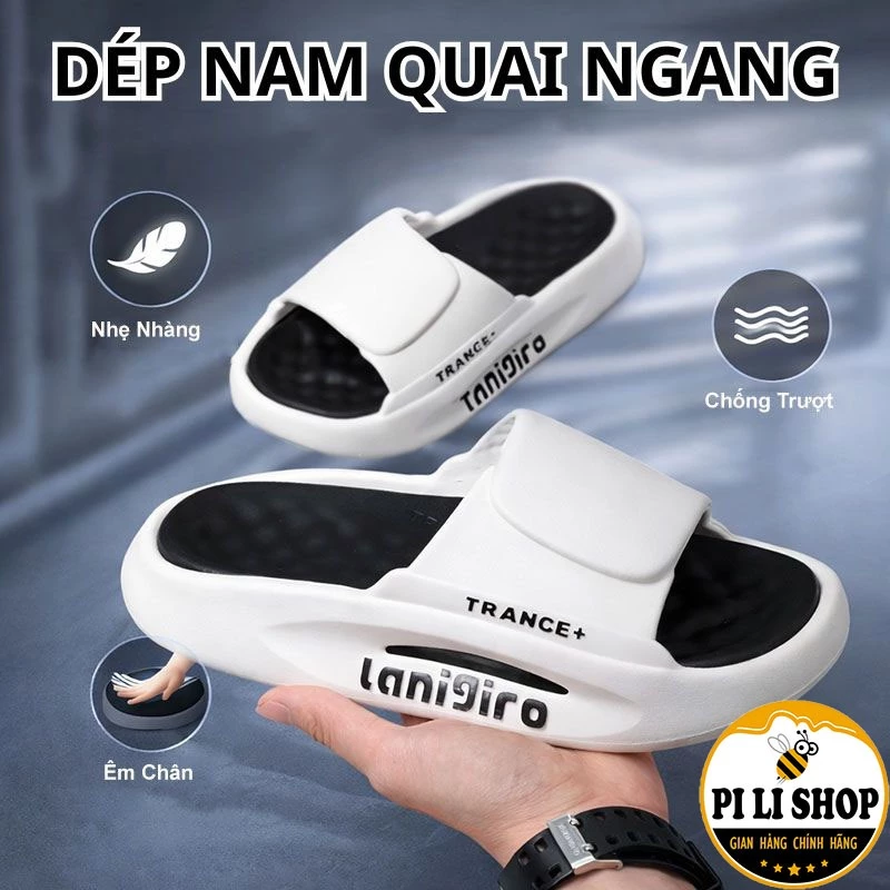 Dép Đúc Nam Quai Ngang Kiểu Dáng Thể Thao Năng Động LANIGIRO, Dép Nam Mang Êm Chân Chống Trơn Trượt