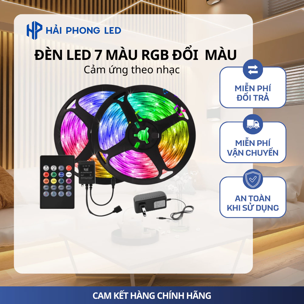 [ Cảm ứng nháy theo nhạc ] Đèn led 7 màu RGB đổi nhiều màu điều khiển bằng điện thoại app điều khiển Đèn led tiktok