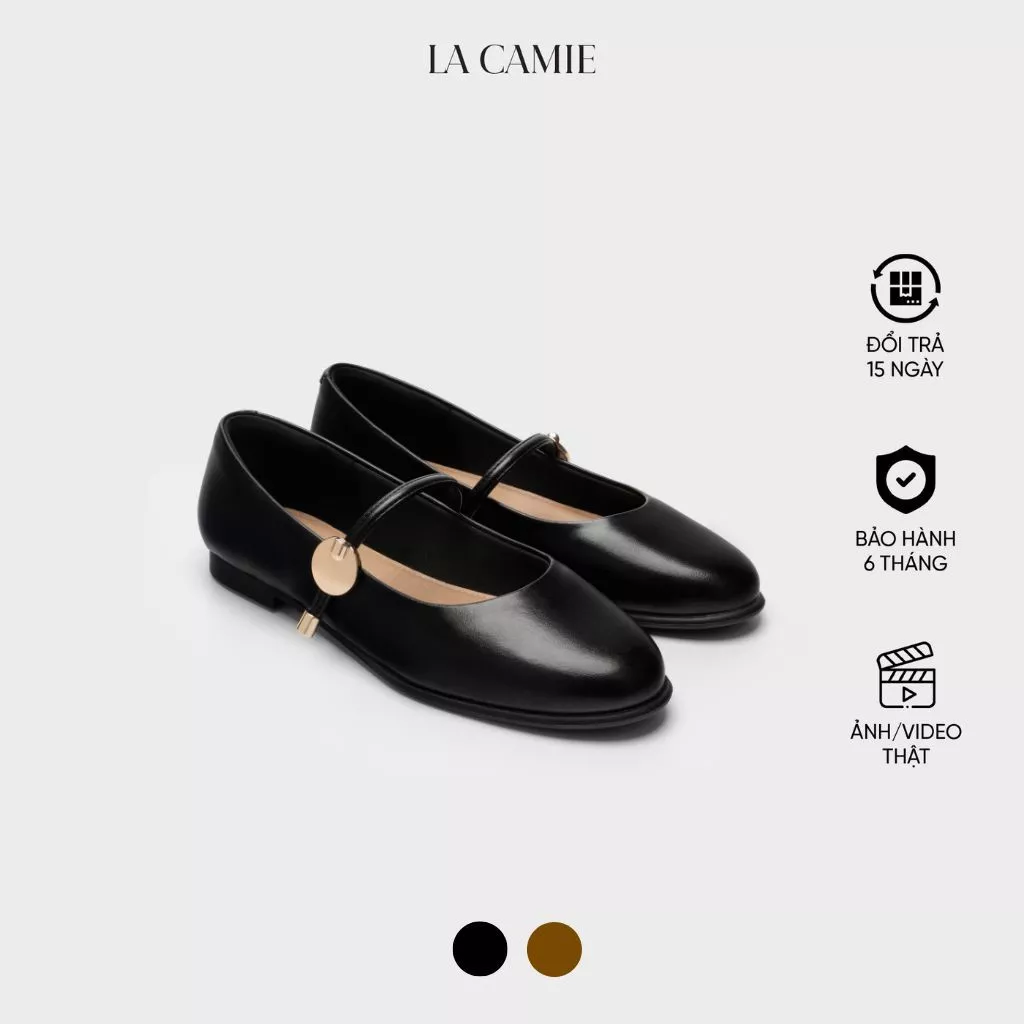 Giày búp bê phong cách Mary Jane cổ điển chất liệu da cao cấp thiết kể thanh lịch cổ điển thương hiệu La Camie GB6B0301