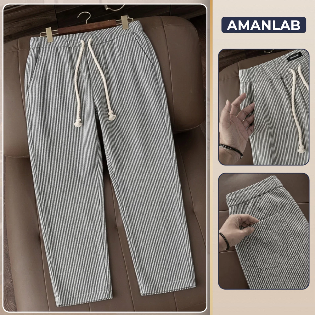 Quần Kaki Dài Ống Rộng Thiết Kế Sọc Màu Phối Dây Thừng Xoắn Chất Vải Dày Dặn YORK PANTS AMANLAB
