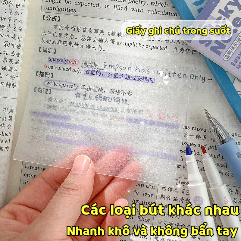 Giấy Note 50 Tờ M.Y – Tập Giấy Nhớ Đánh Dấu Nhiều Size, Màu Pastel Trơn Cao Cấp