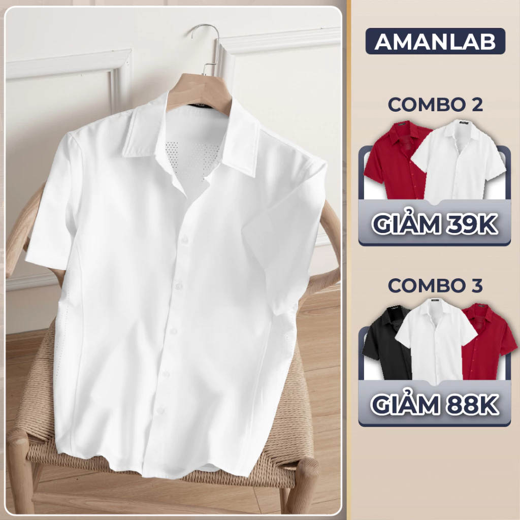 [UPDATE MÀU MỚI] Áo sơ mi thiết kế đục lỗ,chất vải Lụa mềm, thoáng mát, form regular LASE AMANLAB