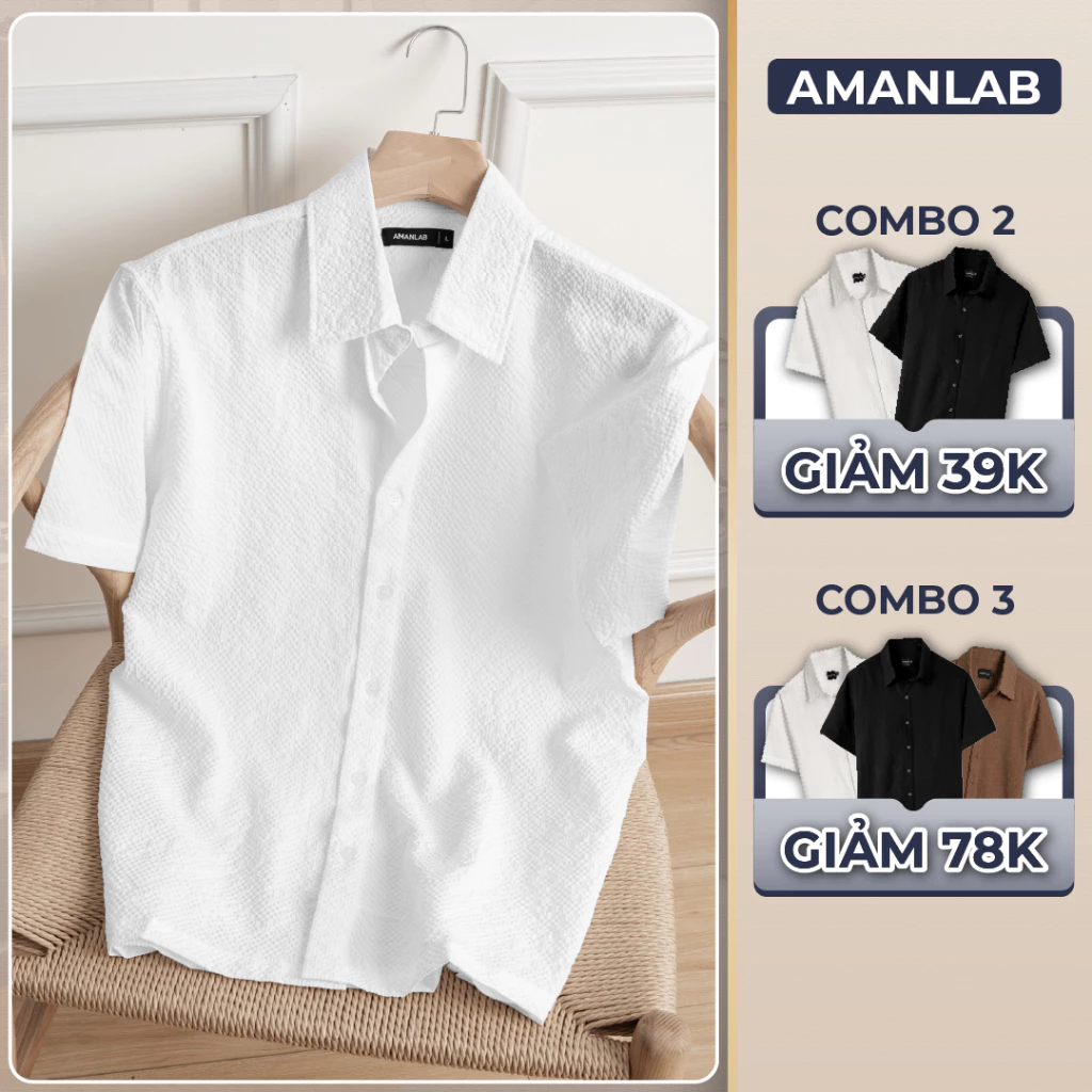 [ UPDATE MÀU MỚI ] Áo sơ mi nam ngắn tay chất vải cotton, form regular fit thoải mái Floral AMANLAB