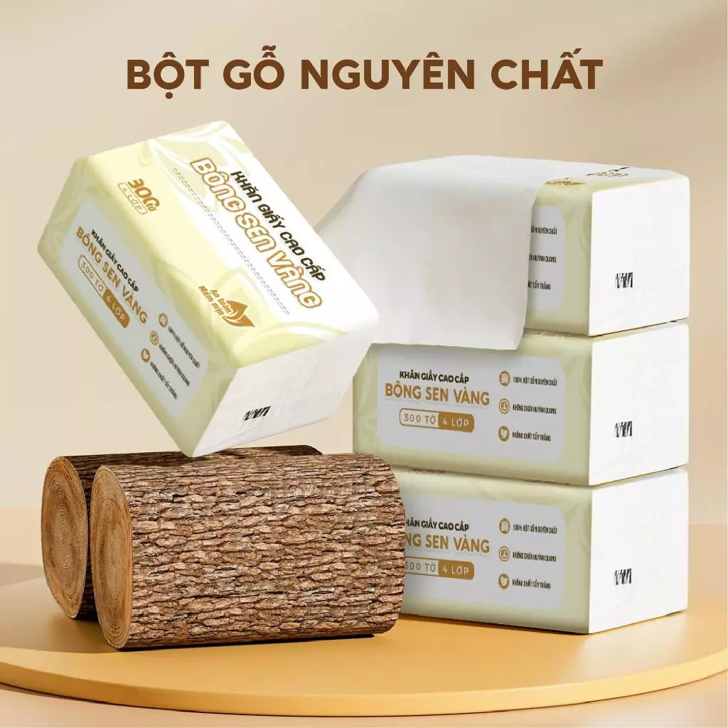 [SVIP] Thùng Giấy ăn cao cấp Bông Sen Vàng 4 lớp mềm mịn, an toàn, tiện lợi.