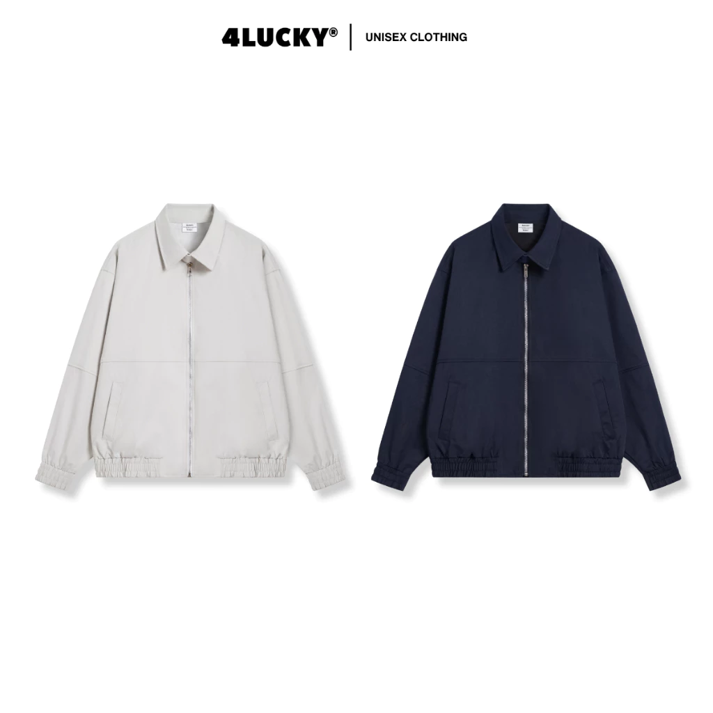 Áo Khoác Bomber Phối Rã Có Khóa Cài Unisex 4Lucky 6171, Áo Khoác Nam Nữ Vải Kaki Mềm Có Túi Trong
