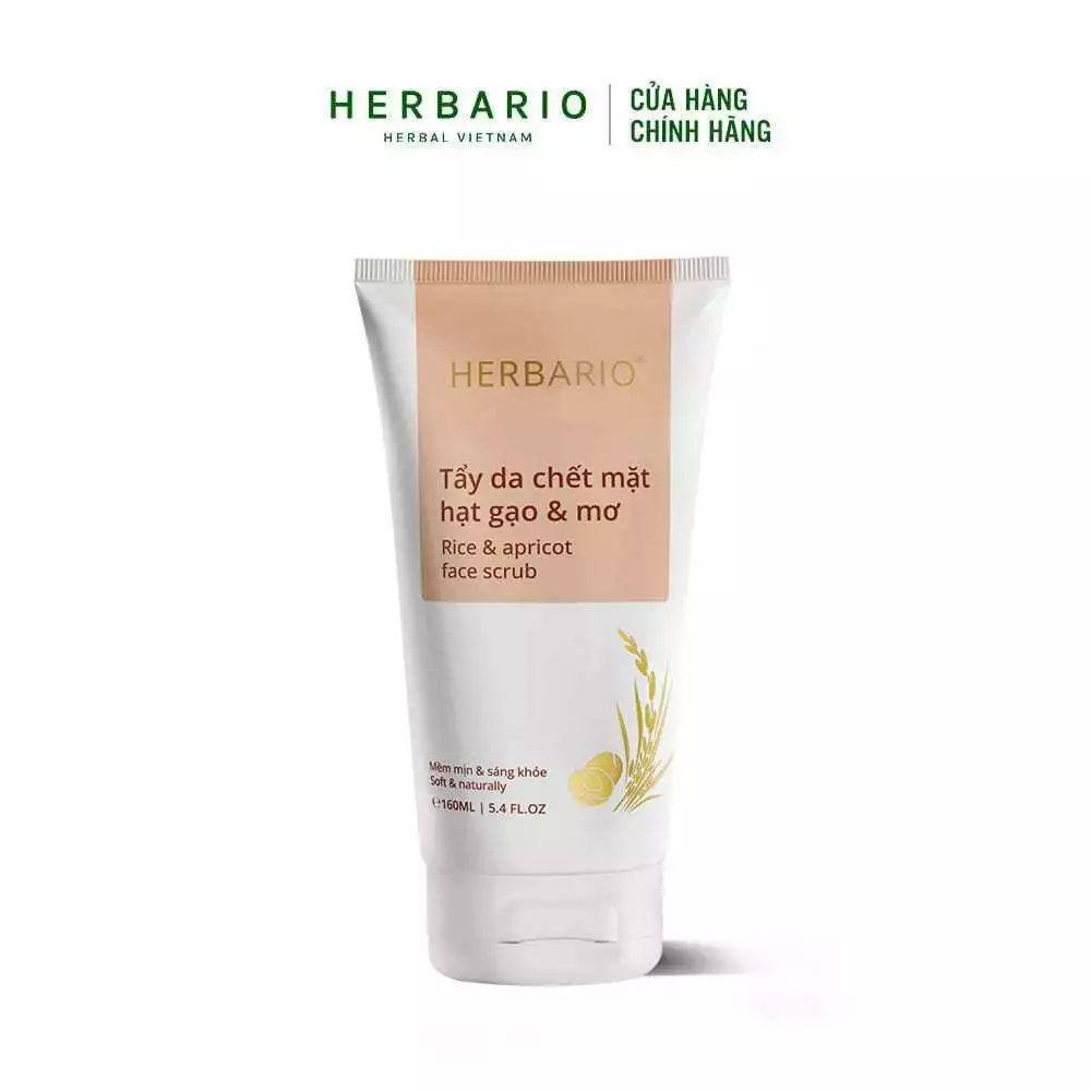 Tẩy da chết mặt hạt gạo & mơ Herbario 160ml