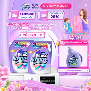 [MỚI] Combo 2 túi Nước giặt xả MaxKleen giữ màu tươi mới Hương Khu Vườn Tuyệt Sắc 3kg x 2 - Phiên bản giới hạn
