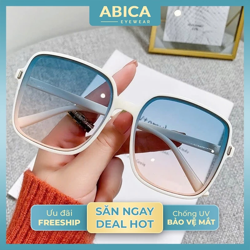 Kính râm thời trang ABICA gọng vuông màu Gradient phiên bản Hàn Quốc siêu ngầu cá tính hợp đi biển kỷ yếu đẹp giá rẻ 214