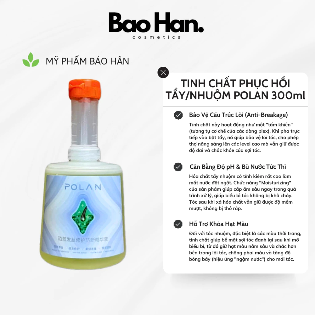 TINH CHẤT PHỤC HỒI TÓC POLAN CHUYÊN SÂU CHO TÓC TẨY NHUỘM 300ML - CHỐNG ĐỨT GÃY, BẢO VỆ LÕI TÓC (CÓ ỐNG ĐỊNH LƯỢNG)