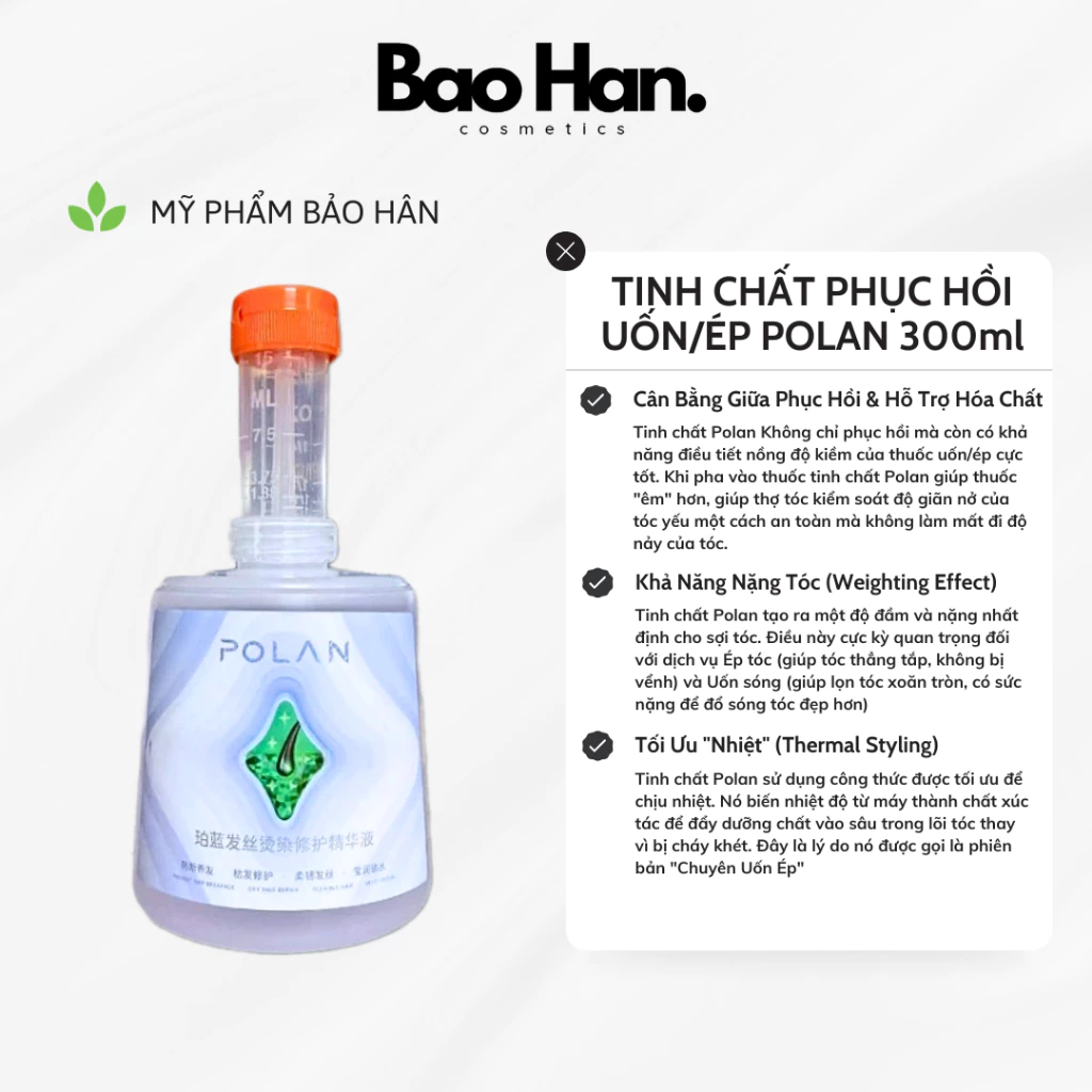 TINH CHẤT PHỤC HỒI TÓC POLAN CHUYÊN SÂU CHO TÓC UỐN DUỖI 300ML - CHỐNG SỐC NHIỆT, PHỤC HỒI CẤU TRÚC, GIỮ NẾP TÓC BÓNG