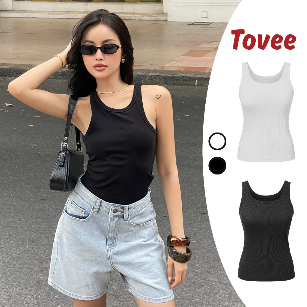 Áo BA LỖ DÁNG DÀI Chất Thun Gân Dày DD01, Áo Sát Nách Cổ Tròn Kiểu Trơn Ôm Body Nữ Nhiều Màu TOVEE