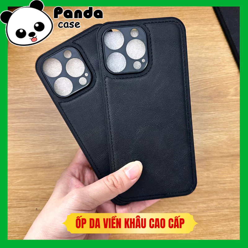 Ốp Lưng Iphone Da PU Viền Khâu Sang Trọng Cạnh Dẻo Chống Sốc Cao Cấp cho ip X/Xs/11/12/13/14/15/16/17/Pro/Promax/plus