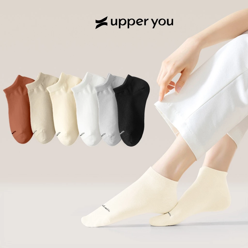 [TẶNG QUÀ ĐƠN 169K]Tất Vớ Cotton Úc Nữ UPPER YOU Trơn Cao Cấp Cổ Ngắn Signature Mềm Mại Êm Ái Thoáng Khí Khử Mùi-SNF2001