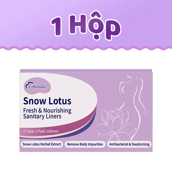 【GIFT LINK】Băng vệ sinh Snow Lotus Cottonday 160mm (2 miếng), chứa 14 chiết xuất thảo dược tự nhiên, giúp trung hòa mùi.