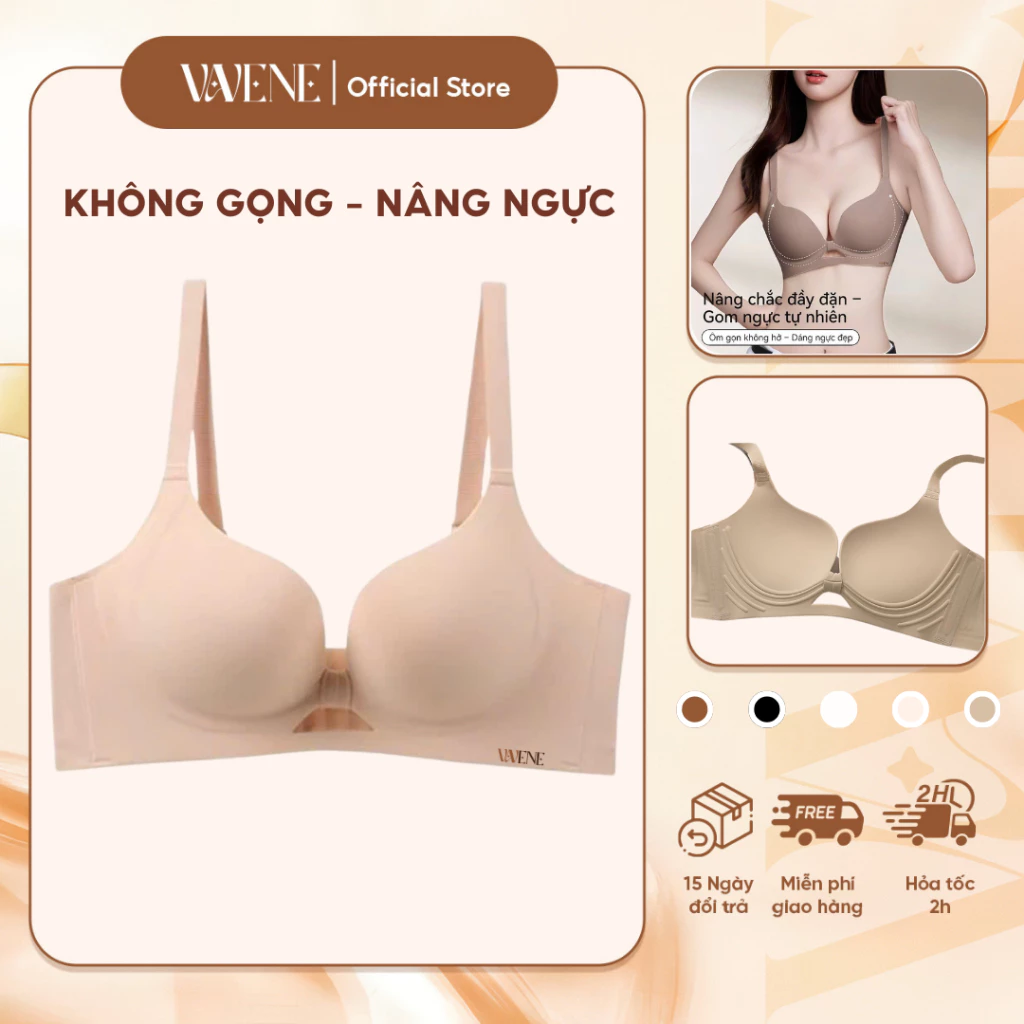Áo lót nữ su tàng hình VANVENE, áo ngực nữ không gọng đệm dày 2cm nâng ngực tạo khe, không lộ viền, che mỡ lưng AL636