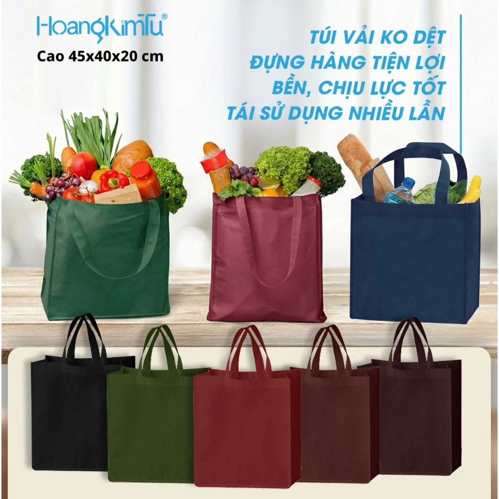 Túi Vải Không Dệt Thân Thiện Môi Trường, Túi Form Đứng Size 45x40x20cm, Túi tiện ích đựng quà tặng