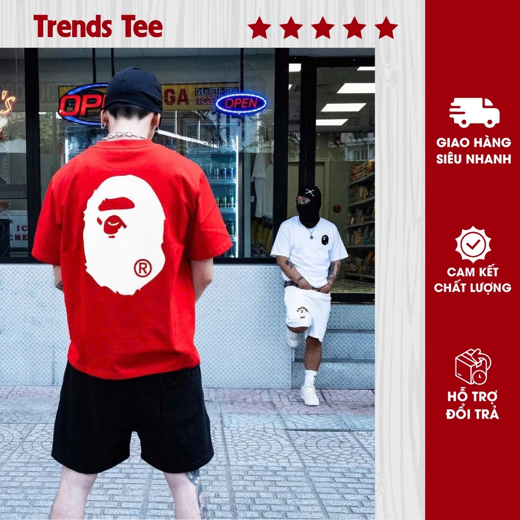 Set Bộ Nam Nữ Form Rộng Áo Cotton 100% &  Quần Nỉ Chân Cua Đứng Form Cao Cấp In Hình Bape