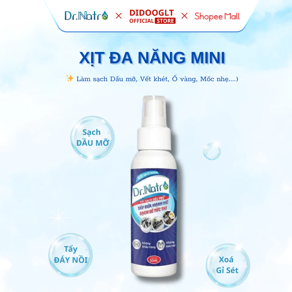 Chai tẩy đa năng chai nhỏ 50ml siêu sạch mọi viết bẩn công nghệ ion từ trường Dr Natro- Didooglt