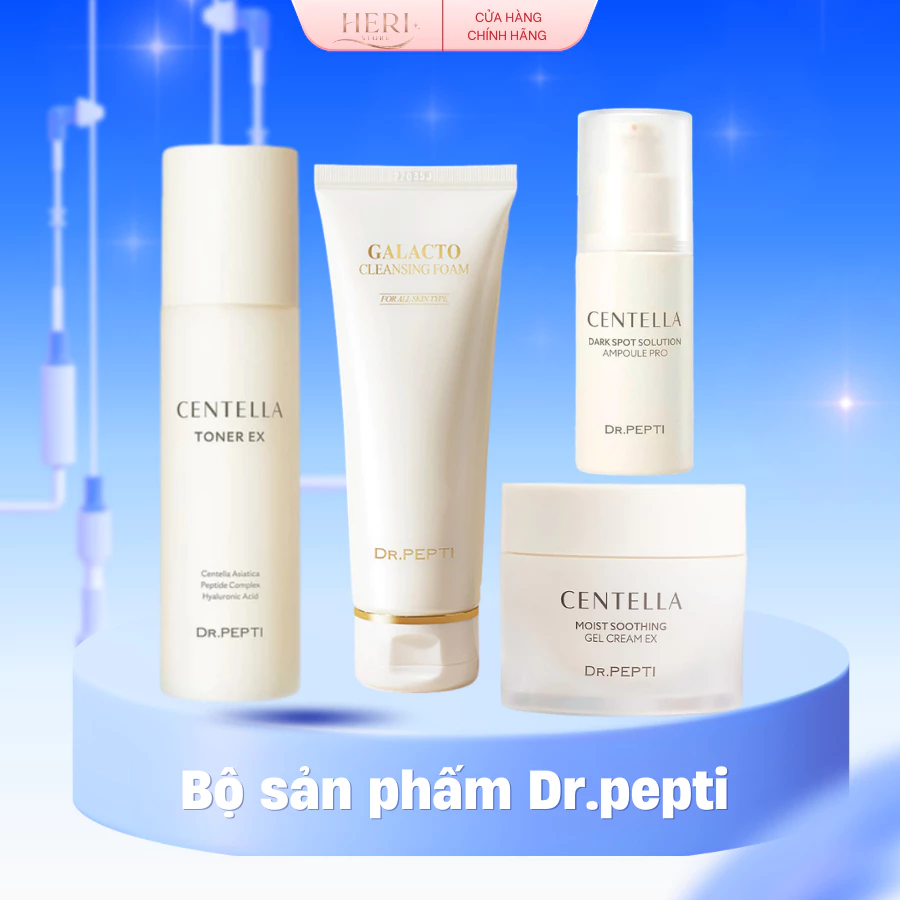 [Mẫu Mới] Dr.pepti Centella - Bộ làm sạch dưỡng da Nước Hoa Hồng Dưỡng Da 180ml, Tinh Chất Trắng Da Dark Spot 30ml...