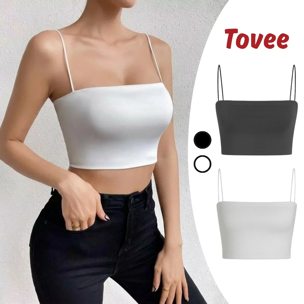 Áo Croptop HAI DÂY SỢI BÚN Chất Thun Gân CR15, Áo Thun Kiểu Sexy Dáng Ôm Nữ Đẹp Thời Trang TOVEE