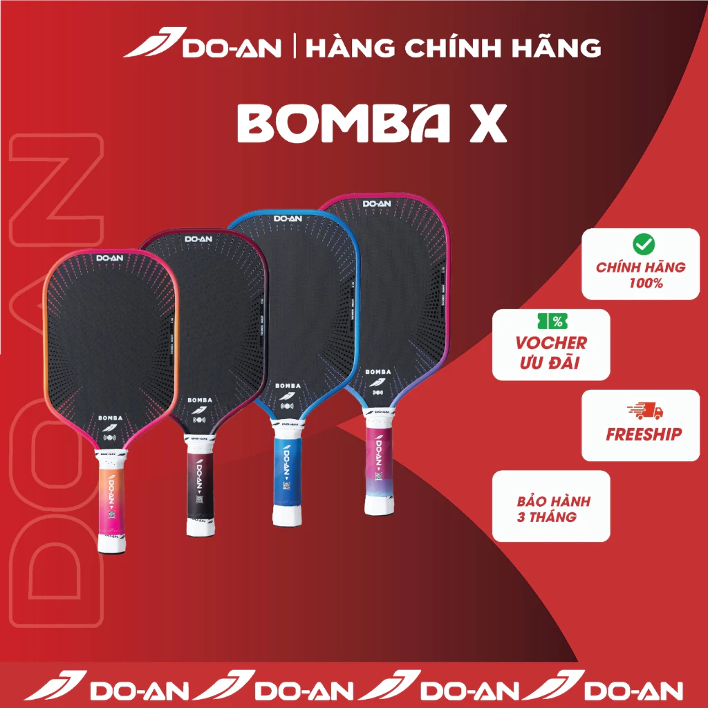 Vợt Pickleball DO-AN Bomba X carbon thô cao cấp, công thủ toàn diện, đầm tay-PB-BX
