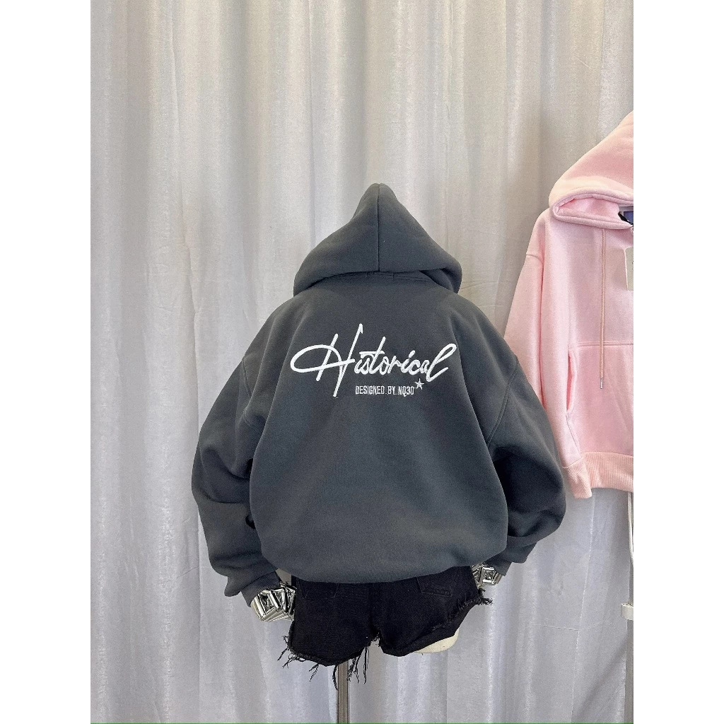 Áo Khoác Hoodie Streetwear Thêu Nổi  Historical Có Túi Trong – Nỉ Dày Form Rộng Nam Nữ
