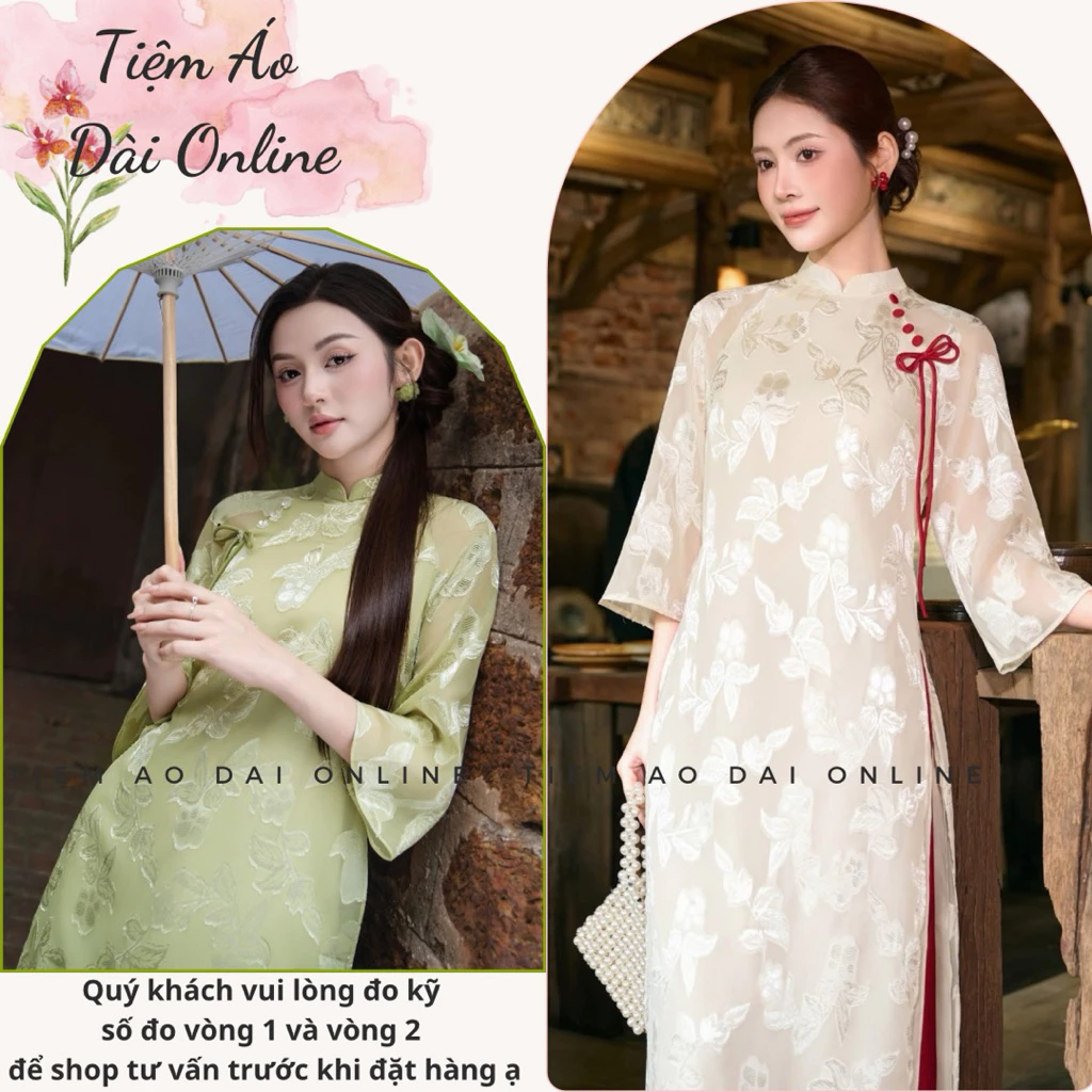 Áo dài nữ truyền thống lụa hoa cao cấp | Form rộng thoải mái | Nhiều màu | Tiệm Áo Dài Online
