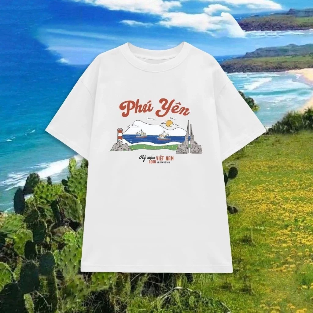 Áo Thun Phú Yên Du Lịch Cotton Tay Lỡ Unisex, Áo Phông Việt Nam Nam Nữ, Mùa Hè,Form Rộng Oversize