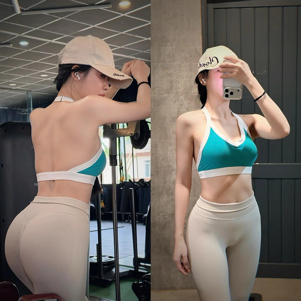 ÁO BRA CỔ YẾM VIỀN TRẮNG YT7 - POLLY THUN LẠNH - KÈM MÚT RỜI - THÍCH HỢP ĐI TẬP GYM , YOGA , AEROBIC ,.., - MIDORI SPORT