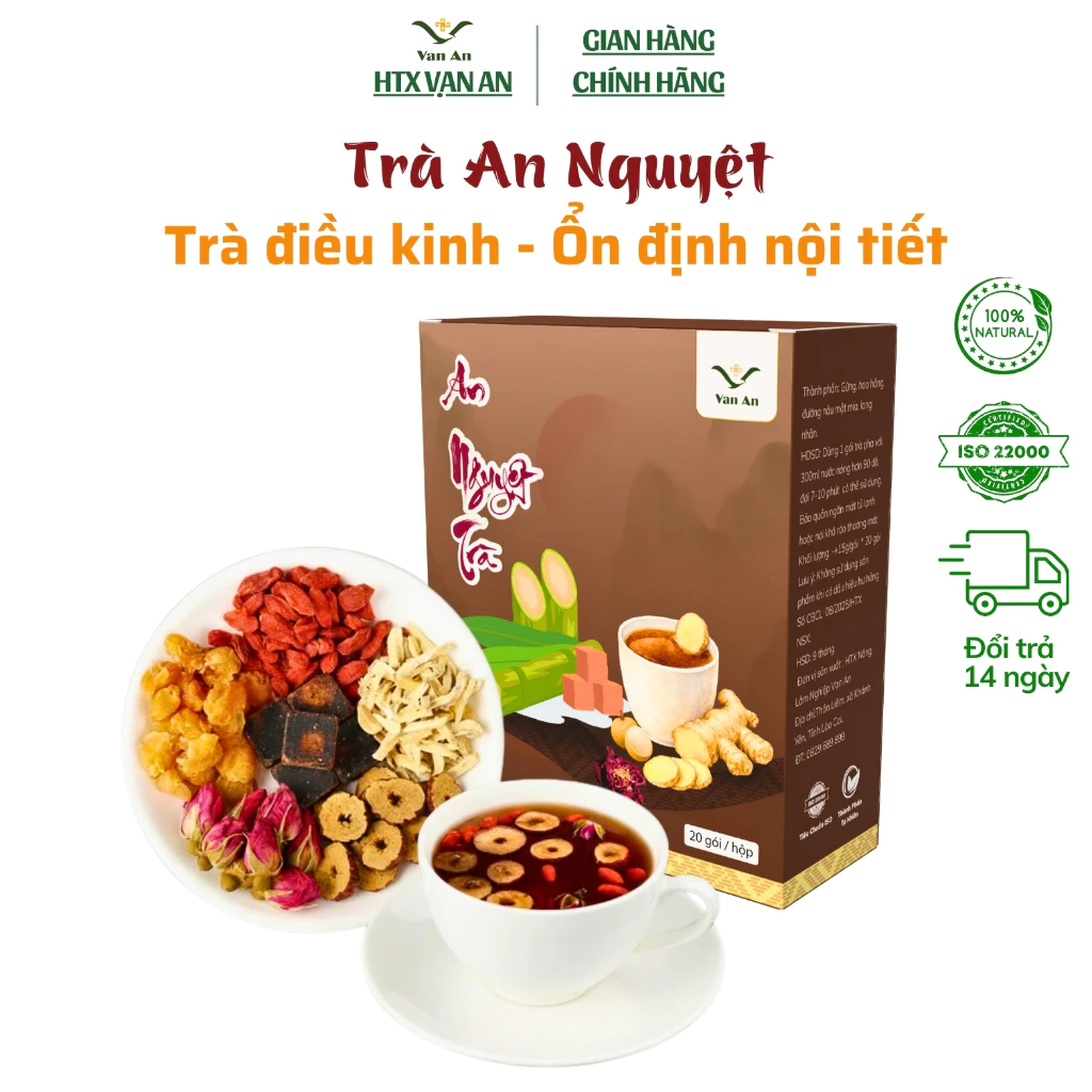 Trà Gừng Đường Nâu Thảo Mộc Nguyệt An Trà Bổ Khí Huyết Điều Kinh Ấm Bụng Dưỡng Nhan