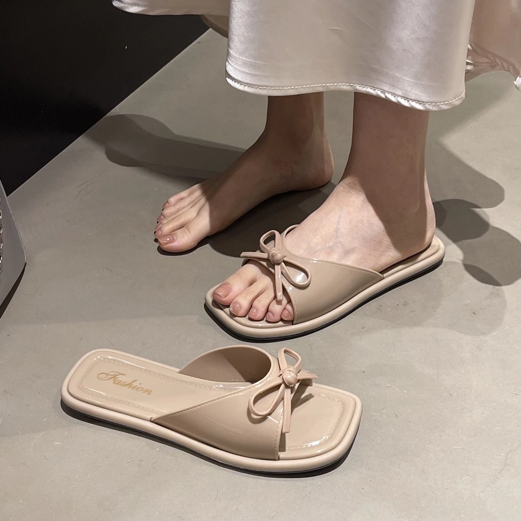 Dép lê thiết kế nơ, chất liệu nhựa PVC xinh xắn, size từ 36-41- Lù Store - 1528-1