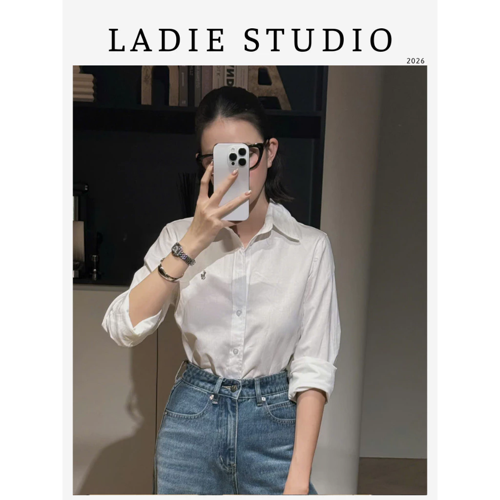 [LADIE STUDIO] Áo sơ mi nữ thêu ngựa – áo sơ mi nữ dài tay form suông thanh lịch dễ phối đồ áo công sở nữ - AO107