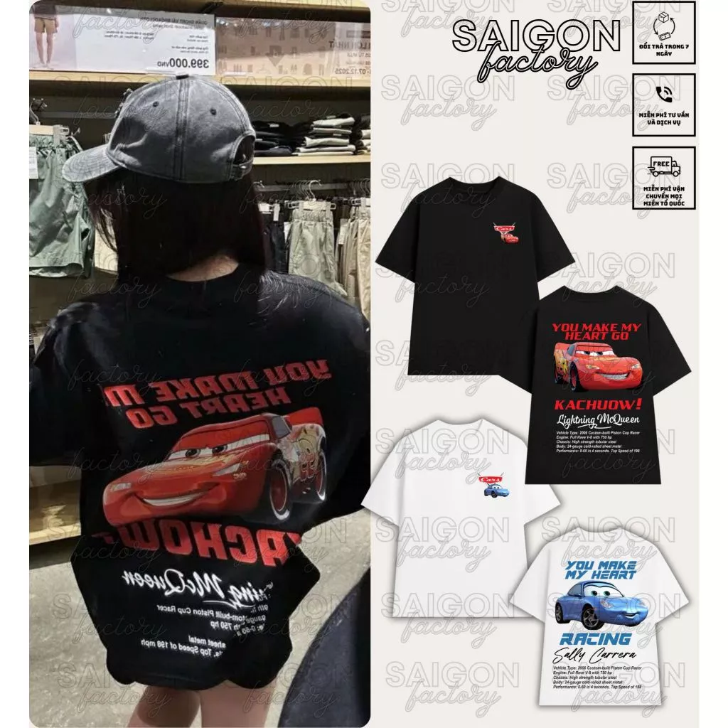 [MỞ BÁN] Áo Thun Tay Dài Disny Cars Hình In Cao Cấp Bốn Mùa ,Thời Trang Unisex Xu Hướng Trending