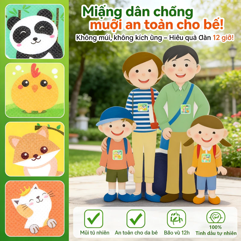 Miếng dán chống muỗi cho bé Hộp - Tinh dầu tự nhiên