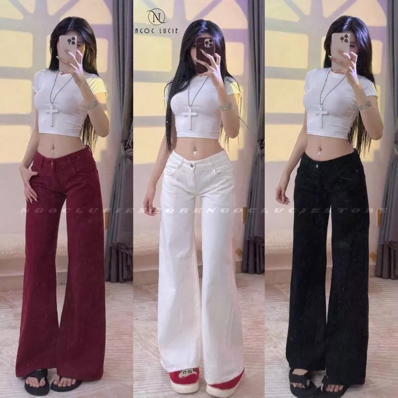 (CHIỀU DÀI 98CM) Q54 - Quần Jean Ống Suông Lưng Đáy Ngắn Không Co Dãn Phong Cách Trẻ Trung, Đơn Giản - Ngọc Lucie