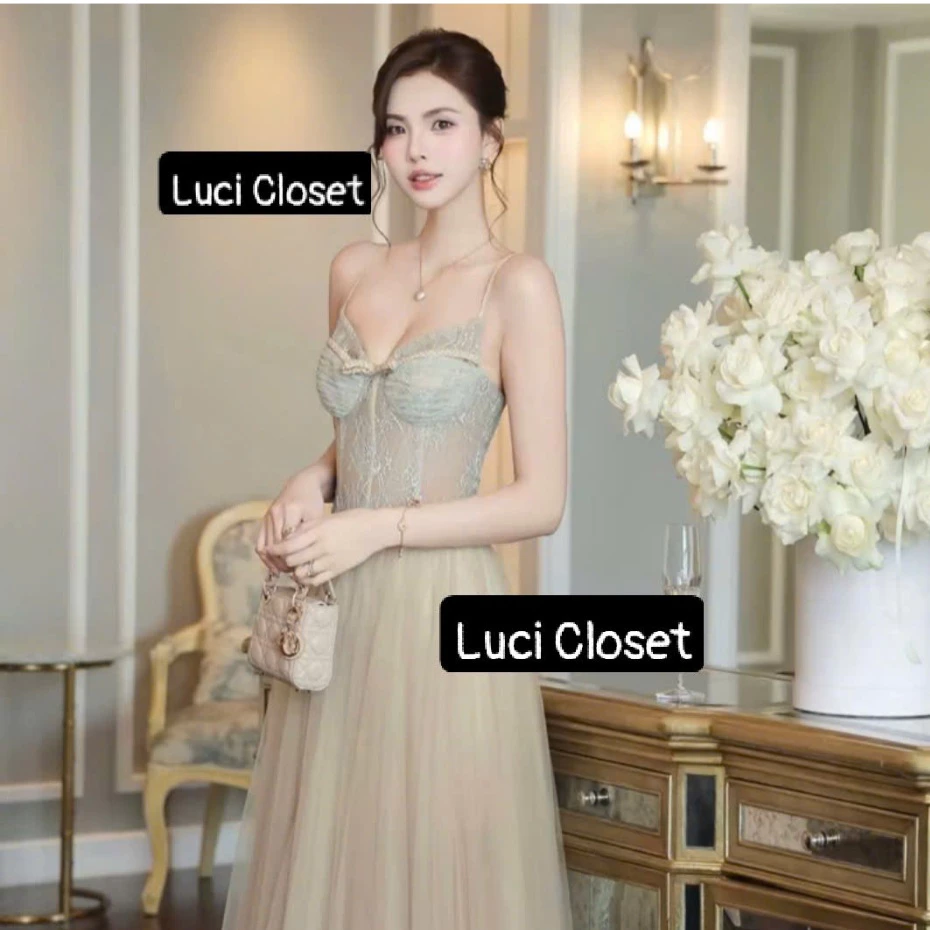 [VÁY THIẾT KẾ] Váy hai dây dáng dài đầm hai dây dáng dài váy maxi đầm maxi sang chảnh đầm đi tiệc váy đi đám cưới, sẵ...