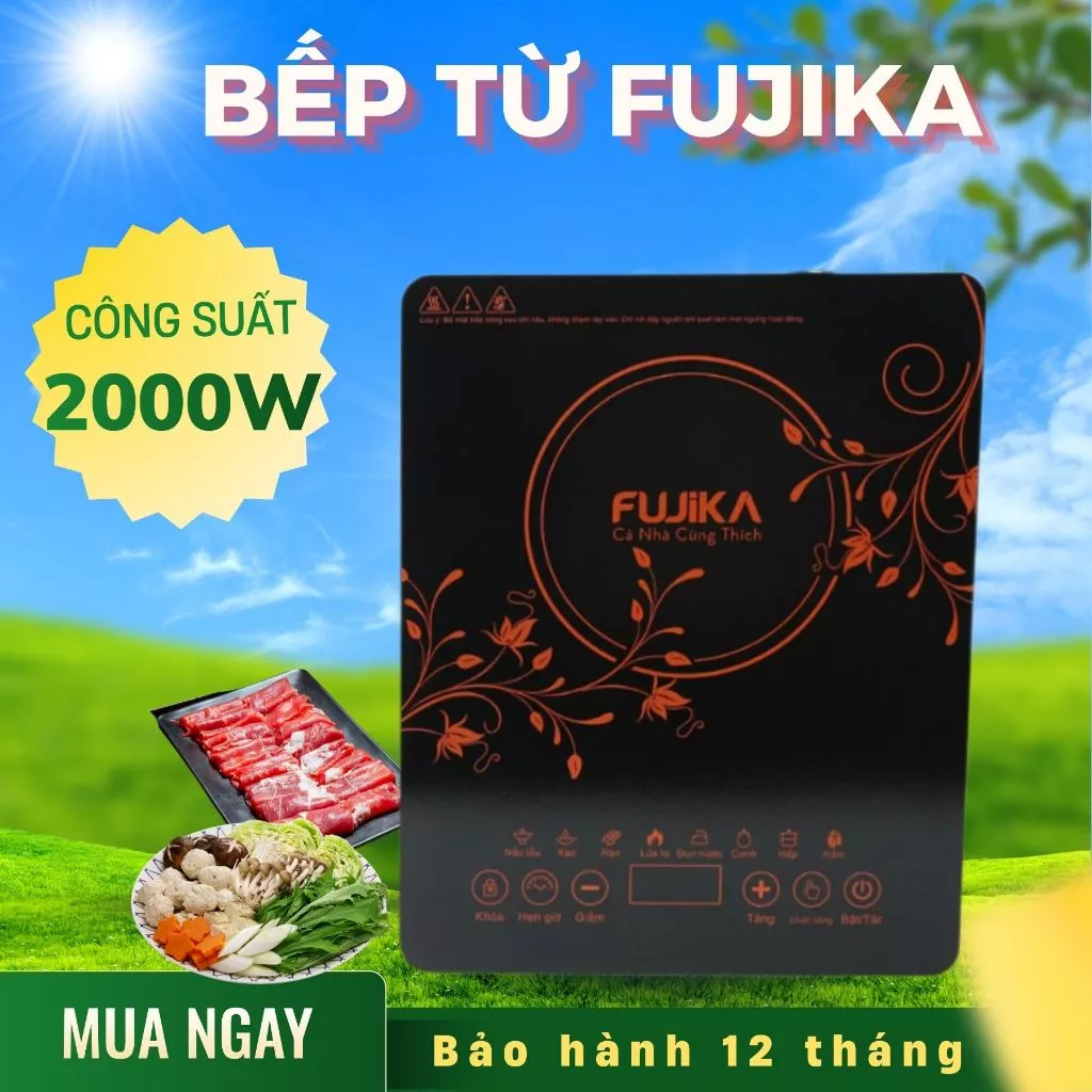 Bếp Điện Từ Đơn Fujika ,Công Suất 2000W, Nấu Nhanh ,Tặng Nồi Inox ,Bảo Hành Chính Hãng 12 Tháng