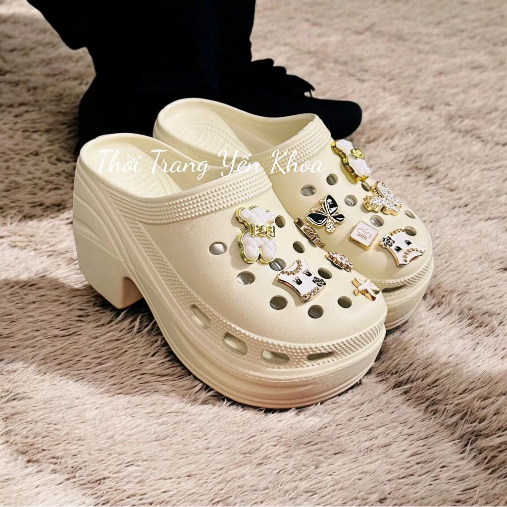 Dép Sục Nữ Đế cao 9 cm ,Đúc Nguyên khối ,Gắn Nhiều Cham Xinh  Nâng Chiều Cao