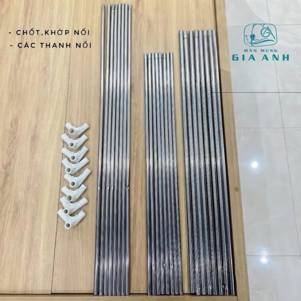 [LẺ KHUNG] Trọn Bộ Lẻ Khung INOX + 8c Khớp Nối Dày Bền LOẠI 1 - Màn Mùng Khung INOX Không Khoan Tường - Màn Gia Anh