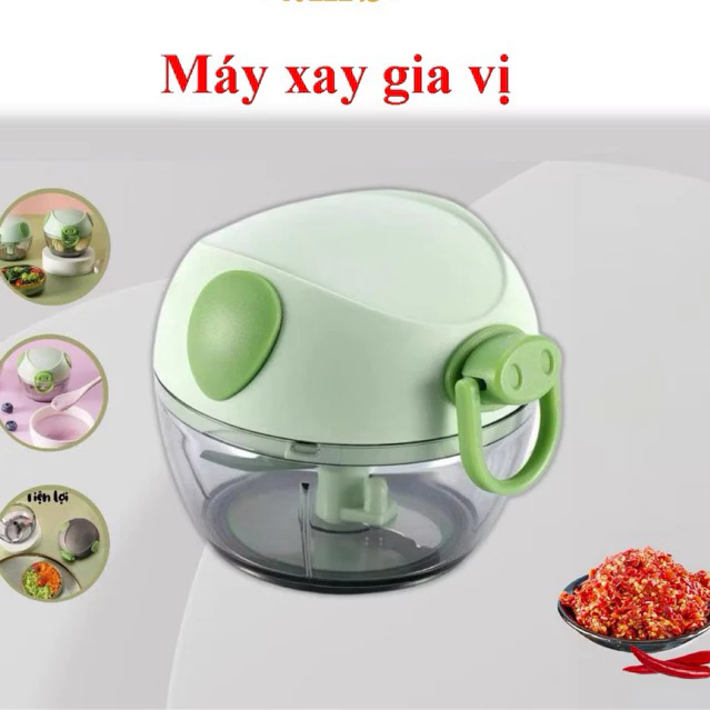 Xay tỏi ớt cầm tay mini hình mặt lợn kute để xay gia vị chuẩn 2 và 3 lưỡi dao - khánh vy