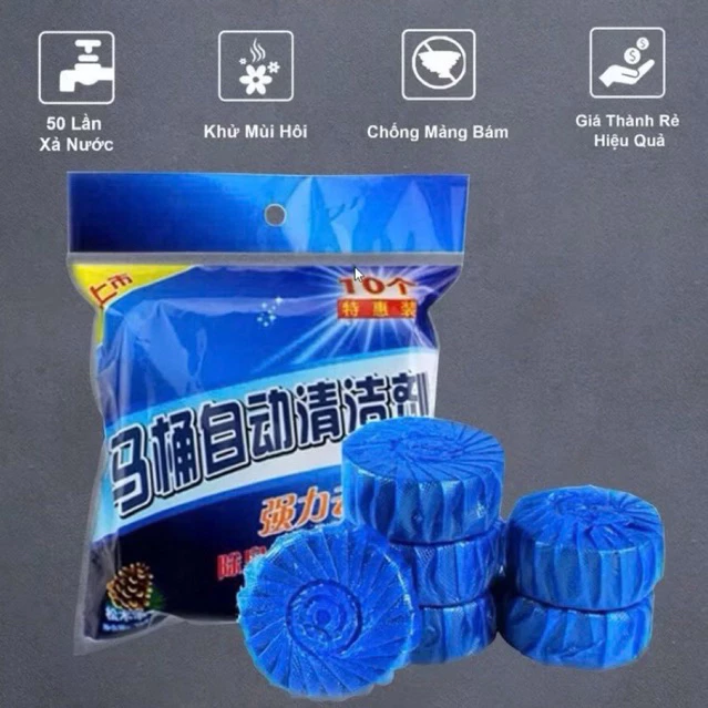 COMBO 5 Túi 50 Viên Khử Mùi Tẩy Bồn Cầu Viên Thả Xả Toilet Diệt Khuẩn,Tẩy Sạch Vệ Sinh Vết Bám Bẩn - Shop Khánh Vy
