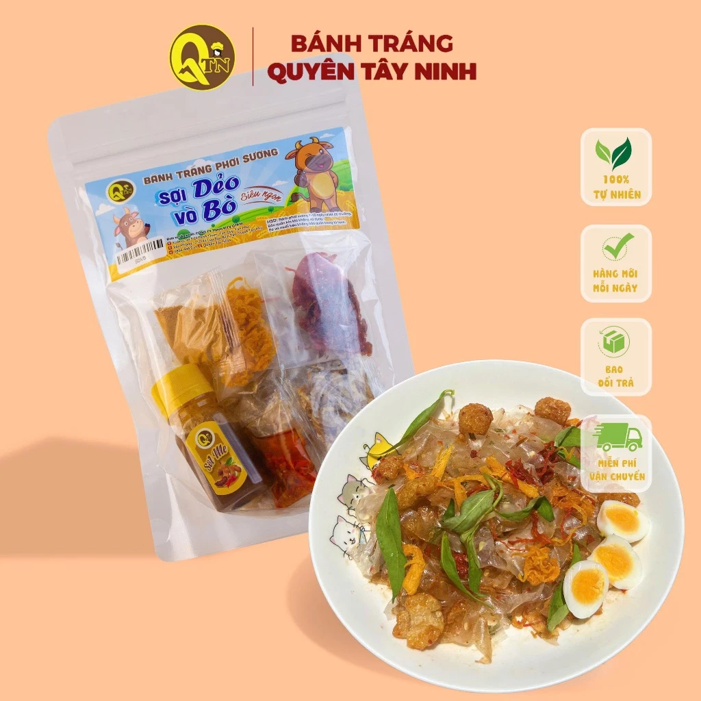 Set Bánh Tráng Dẻo Cuộn Dẻo Vò Bò + Sốt Me + Sate + Khô Bò, Khô Gà| Bánh Tráng Quyên Tây Ninh